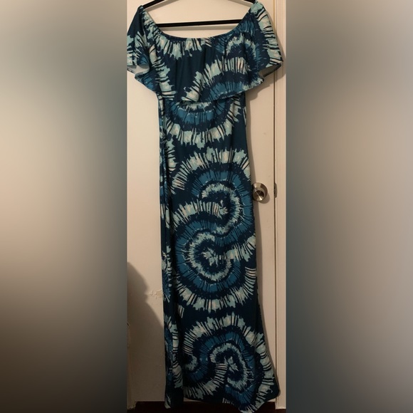 Women’s Tropical Print Off -The-Shoulder Maxi Dress - Picture 3 of 4